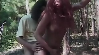 Red haired shemale cums doggy fucked in the wood - BasedCams.com
